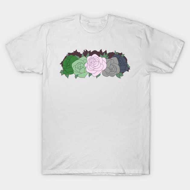 Aromantic Pride Flower Crown T-Shirt by celestialuka